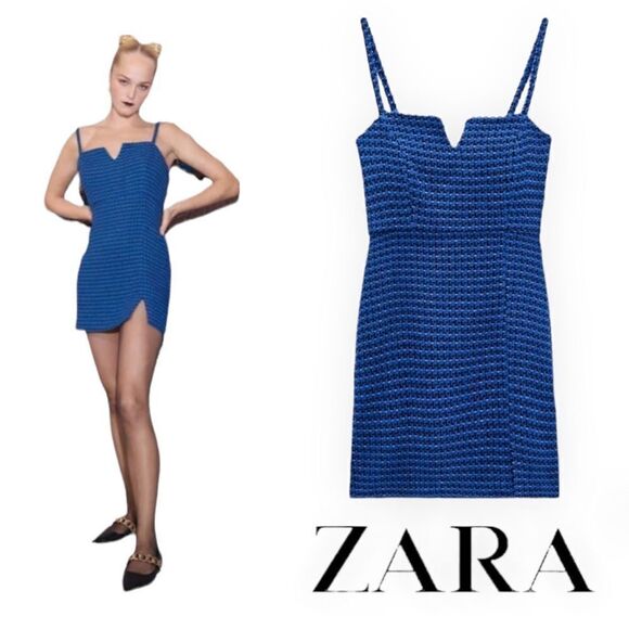 ZARA | Royal Blue | TEXTURED WEAVE TANK DRESS - Picture 1 of 14